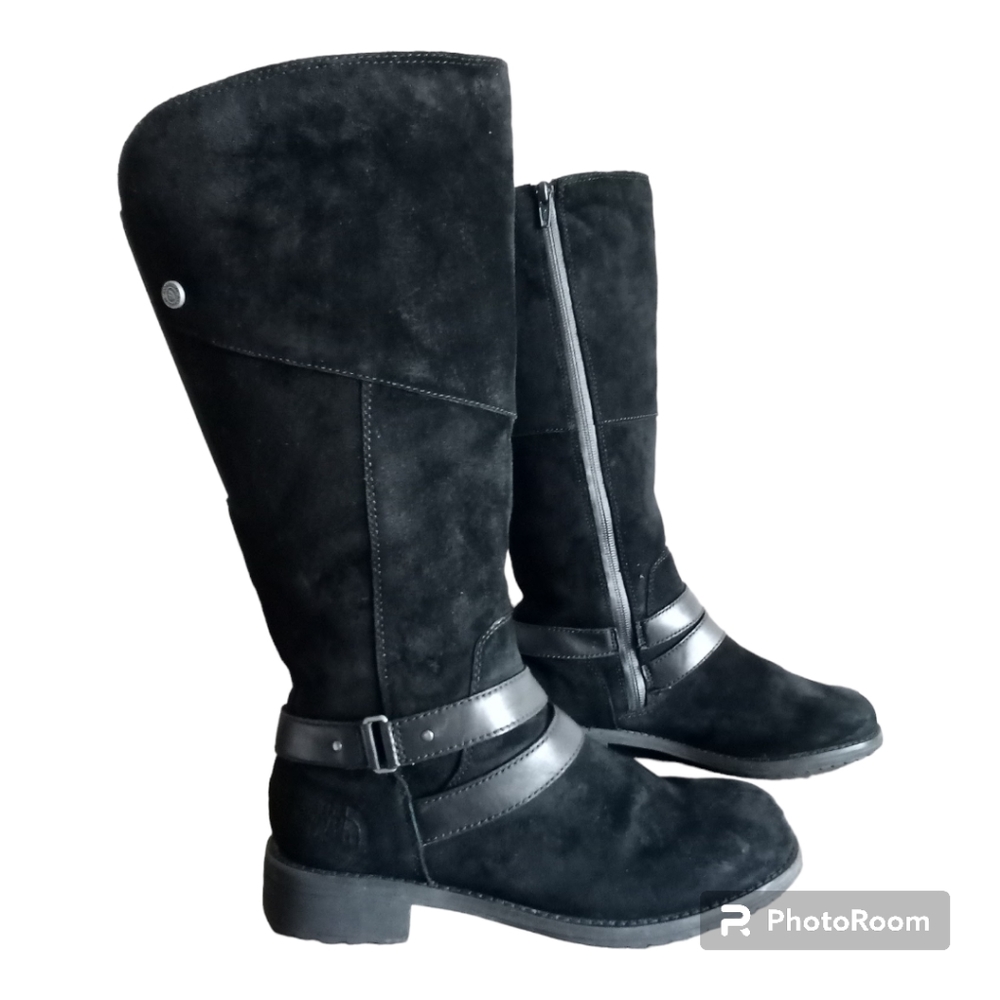 The North Face Bridgeton Waterproof Black Nubuck Tall Winter Boots Women's 8.5